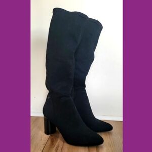 NYDJ Wome's Tivi Suede Tall Shaft Zip-Up Boots Black - Size 8. Brand NEW